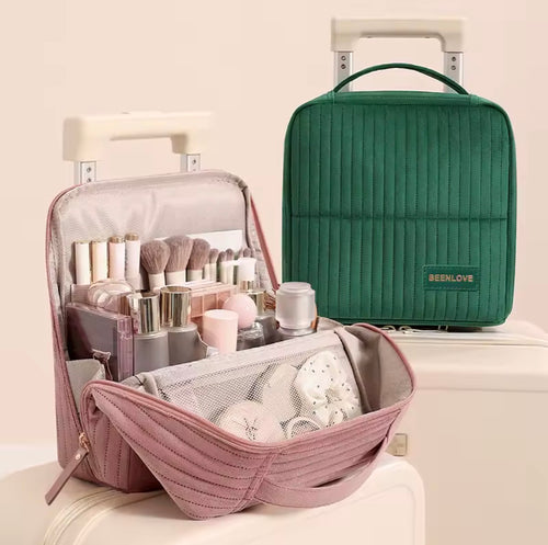 EasyGo Premium Velvet Makeup Bag - Large Capacity Travel Organizer